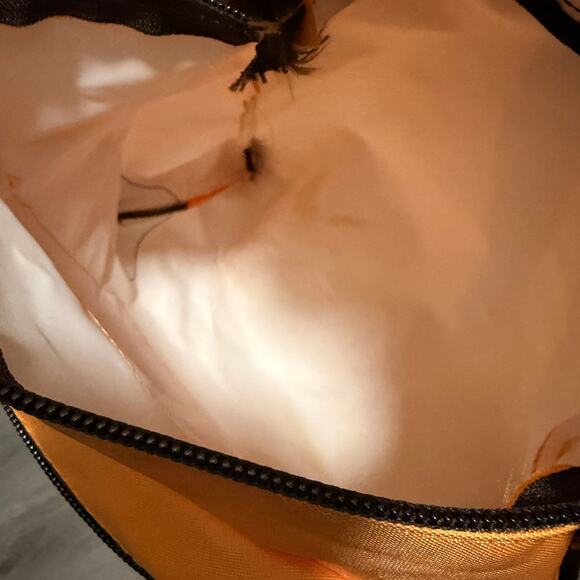 Hervé Chapelier Paris Orange Nylon Backpack Brown Straps Leather Corners Small - Picture 6 of 6